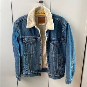 Levi's Blue Denim Sherpa Collar Jacket